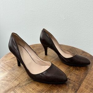 Lenora Closed Toe Heel Pumps Faux-Snakeskin Classic Made in Italy